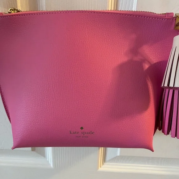 Kate Spade Hot Pink Leather Crossbody Purse with Tassels - Picture 2 of 11